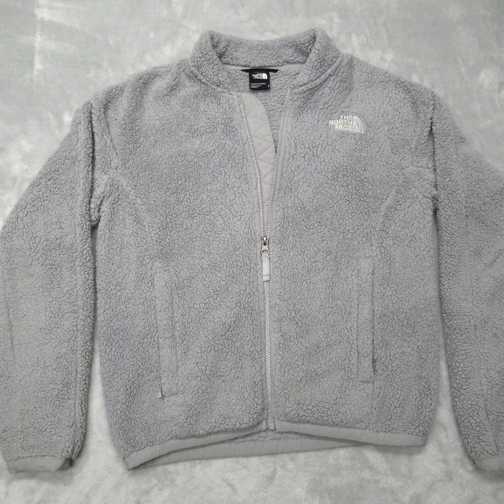 The North Face Jacket Women Medium Gray Banded Collar Fleece Full Zip Hiking